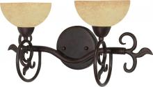 60/046 - 2-Light 18" Old Bronze Wall Mounted Vanity Fixture with Tuscan Suede Glass