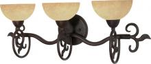  60/047 - 3-Light 24" Old Bronze Wall Mounted Vanity Fixture with Tuscan Suede Glass