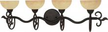  60/048 - 4-Light 32" Old Bronze Wall Mounted Vanity Fixture with Tuscan Suede Glass