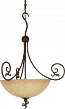  60/050 - 3-Light 24" Old Bronze Hanging Pendant Light Fixture with Tuscan Suede Glass