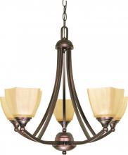  60/055 - 5-Light 25" Copper Bronze Chandelier with Champagne Washed Linen Glass