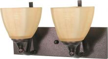  60/060 - 2-Light 15" Copper Bronze Wall Mounted Vanity Light Fixture with Champagne Washed Linen Glass
