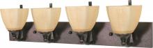  60/062 - 4-Light 30" Copper Bronze Wall Mounted Vanity Light Fixture with Champagne Washed Linen Glass
