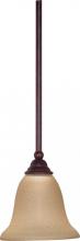  60/105 - 1-Light 7" Mini Pendant with Hang Straight Canopy in Old Bronze Finish with Amber Water Glass
