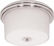  60/1069 - 2-Light Flush Mount Drum Light Fixture in Polished Chrome with White Opal Glass and (2) Halogen G9