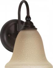  60/107 - 1-Light 7" Wall Mounted Vanity Light Fixture in Old Bronze Finish with Amber Water Glass
