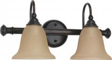 60/108 - 2-Light 18" Wall Mounted Vanity Light Fixture in Old Bronze Finish with Amber Water Glass
