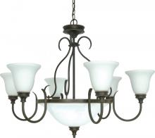  60/1103 - Bistro; 9 Light; 34 in.; Chandelier with Satin Opal White Glass