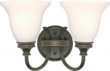  60/1107 - 2-Light Wall Mounted Vanity Light Fixture in Rustic Bronze with White Satin Glass
