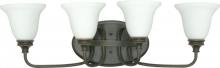  60/1109 - 4-Light Wall Mounted Vanity Light Fixture in Rustic Bronze with White Satin Glass