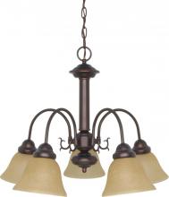  60/1251 - Ballerina - 5 Light Chandelier with Champagne Linen Washed Glass - Mahogany Bronze Finish
