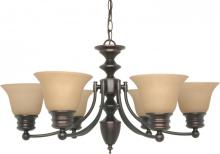  60/1274 - Empire - 6 Light Chandelier with Champagne Linen Washed Glass - Mahogany Bronze Finish
