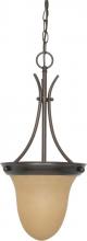  60/1278 - 1-Light Hanging Pendant Light Fixture in Mahogany Bronze Finish with Champagne Linen Glass