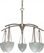  60/130 - 5-Light 25" Brushed Nickel Chandelier with Water Spot Glass