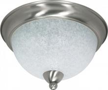  60/131 - 3-Light 15" Flush Ceiling Light Fixture in Brushed Nickel Finish with Water Spot Glass