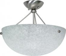  60/132 - 3-Light 16" Semi Flush Ceiling Light Fixture in Brushed Nickel Finish with Water Spot Glass