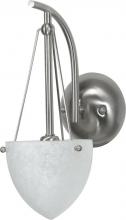  60/134 - 1-Light 6" Wall Mounted Vanity Fixture in Brushed Nickel Finish with Water Spot Glass