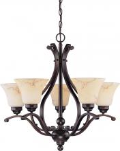  60/1402 - 5-Light Chandelier in Copper Espresso Finish with Honey Marble Glass Shades