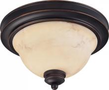  60/1405 - 2-Light Small Dome Flush Ceiling Light Fixture in Copper Espresso Finish with Honey Marble Glass