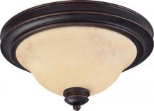  60/1406 - 2-Light Medium Dome Flush Ceiling Light Fixture in Copper Espresso Finish with Honey Marble Glass