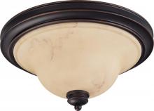  60/1407 - 2-Light Large Dome Flush Ceiling Light Fixture in Copper Espresso Finish with Honey Marble Glass