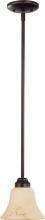  60/1411 - 1-Light Mini Pendant Light Fixture in Copper Espresso Finish with Honey Marble Glass Shade