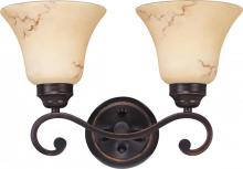  60/1413 - 2-Light Wall Mounted Vanity Light in Copper Espresso Finish with Honey Marble Glass Shades