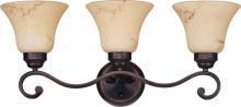  60/1414 - 3-Light Wall Mounted Vanity Light in Copper Espresso Finish with Honey Marble Glass Shades