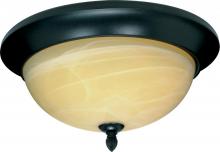  60/143 - 3-Light 15" Dome Flush Ceiling Light Fixture in Textured Black Finish with Gold Washed Alabaster