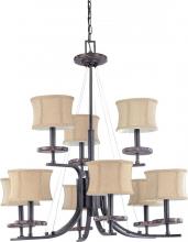  60/1443 - Madison; 9 Light; 2 Tier; 32 in.; Chandelier with Fabric Shades