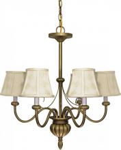  60/145 - 5-Light Flemish Gold Chandelier with Ecru Diamond Shades