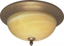  60/146 - 3-Light 15" Flush Mount Ceiling Light Fixture in Flemish Gold Finish with Gold Washed Alabaster