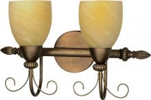  60/150 - 2-Light 18" Wall Mounted Vanity Light Fixture in Flemish Gold Finish with Gold Washed Alabaster