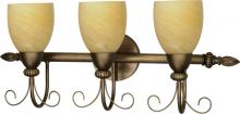  60/151 - Vanguard; 3 Light; 25 in.; Vanity with Gold Washed Alabaster Swirl Glass