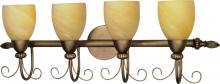  60/152 - Vanguard; 4 Light; 32 in.; Vanity with Gold Washed Alabaster Swirl Glass