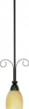  60/153 - 1-Light 9" Mini Pendant with Hang Straight Canopy in Textured Black Finish with Gold Washed