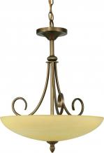  60/168 - Vanguard; 3 Light; 16 in.; Pendant with Gold Washed Alabaster Swirl Glass