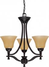  60/1721 - 3-Light Small Chandelier in Mountain Lodge Finish with Toasted Honey Glass