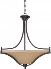  60/1731 - 4-Light Large Hanging Pendant Light Fixture in Mountain Lodge Finish with Toasted Honey Glass