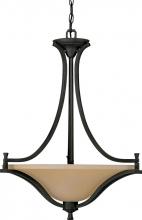  60/1738 - 3-Light Medium Hanging Pendant Light Fixture in Mountain Lodge Finish with Toasted Honey Glass