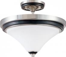  60/1747 - Keen; 2 Light; Semi-Flush Dome with Satin White Glass