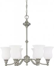  60/1802 - 6-Light Chandelier in Brush Nickel Finish and White Satin Glass