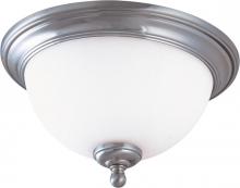  60/1805 - 2-Light Medium Flush Mounted Dome Ceiling Light in Brush Nickel Finish and White Satin Glass