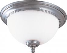  60/1806 - 3-Light Large Flush Mounted Dome Ceiling Light in Brush Nickel Finish and White Satin Glass