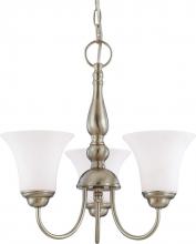  60/1901 - 3-Light Brushed Nickel Chandelier with White Satin Glass and (3) 13W GU24 Bulbs Included