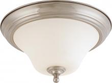  60/1905 - 2-Light Medium Dome Flush Mount Ceiling Light in Brushed Nickel Finish with White Satin Glass and
