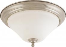  60/1906 - 2-Light Large Dome Flush Mount Ceiling Light in Brushed Nickel Finish with White Satin Glass and (2)