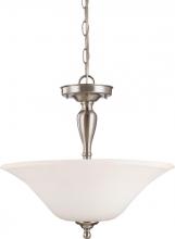  60/1907 - 3-Light Dome Semi Flush Mount Ceiling Light in Brushed Nickel Finish with White Satin Glass and (3)