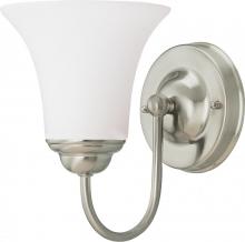  60/1912 - 1-Light Vanity Fixture in Brushed Nickel Finish with White Satin Glass and (1) 13W GU24 Bulb
