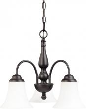  60/1921 - 3-Light Dark Chocolate Bronze Chandelier with White Satin Glass and (3) 13W GU24 Bulbs Included